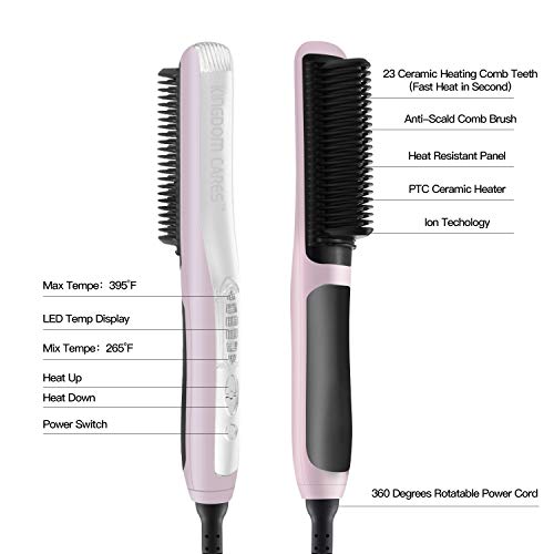 Pro Milano Hair Straightening Brush. Easy to use, 2 sided Italian ceramic professional hair straightener. (Red Color) - Thumbnail 3