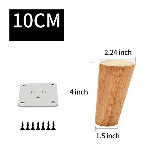 Cosimeenodta 4 Pack Furniture Legs 4 Inch High (10cm) Oblique Tapered
