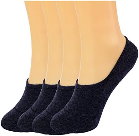 FECOG Women's ultra low socks thin Casual No show socks Non slip flat boat line Nylon (Black)