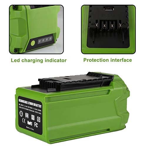 Energup 40V 6.0Ah Battery for Greenworks 40V Lithium Battery for