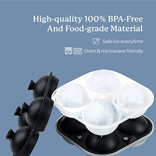 Samuelworld Large Ice Ball Maker with Lid, 4 x 2.5 Inch Ice Balls BPA