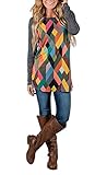 Zeagoo Women Round Neck Plaid Long Raglan Sleeve Casual Blouse Shirt
