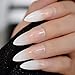 Coolnail Gradeint Natural Nude Pink Stiletto False Fake Nails Ombre French Extra Long Pointed Salon Press On Wear UV Nail Art Tips