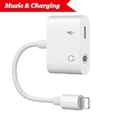 Lightning Jack Headphone Adaptor Charger for 8/8 Plus iPhone 7/7 Plus/iPhone X 10/iPad/iPod Earphone Adapter Headphone Aux Audio & Charge Adaptor,Connector Lightning Cable Suppor iOS 11 System