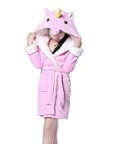 NEWCOSPLAY Children's Unicorn Hooded Pajamas Bath Robe (8Y/10Y, Pink Unicorn)