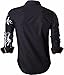 jeansian Men's Slim Lion Print Long Sleeves Dress Shirts Z030 Black XL