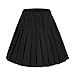 Women's Elastic Waist Plaid Pleated Skirt Tartan Skater School Uniform Mini Skirts (Small, Solid Balck)