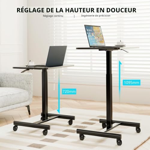 Bureau Debout Mobile à roulettes, 65x48 cm