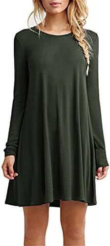 Women's Plain Cute Simple Tshirt Dress (XXXL, Green)