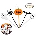 Halloween Food Picks Cupcake Toppers Decorations Halloween Party Picks Halloween Toppers With Ghosts Spider Pumpkin Skull Bat Design Plastic Decorative Food Picks Holiday Picks