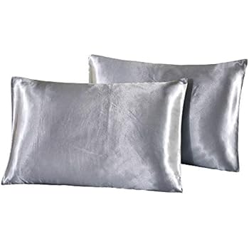Qinnuan A Pillowcase Sealed Like an Envelope,No Zipper,Grey Pillow,Queen size2030 inches,Like Silk, Smooth and Shiny as Silk (Grey, Queen 20''×30'')