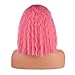 eNilecor Women Short Bob Fluffy Hair Full Wigs with Bangs Heat Resistant Kinky Straight Custom Cosplay Party Wigs (Pink)