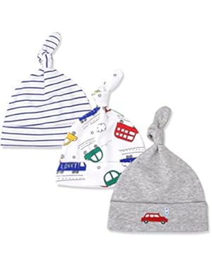 3 PCS Newborn Cotton Sleep Beanie Hat Adjustable Knot Hat for Unisex Baby