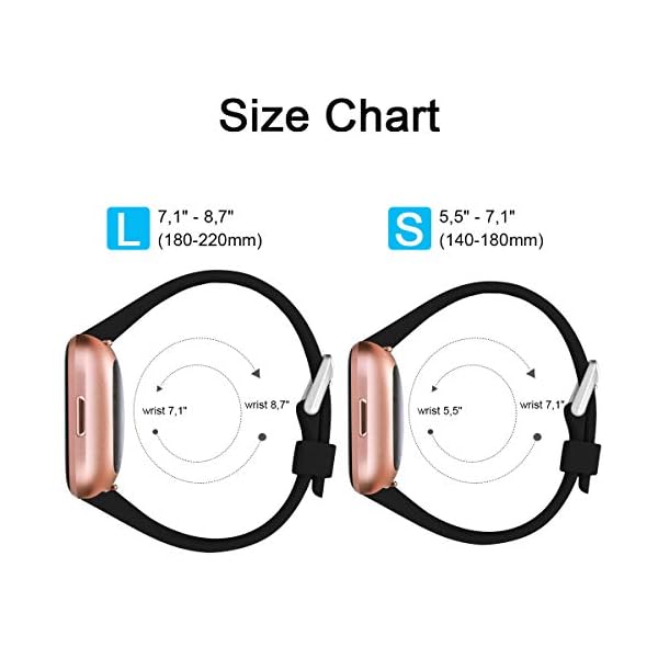 Ouwegaga Compatible with Fitbit Versa Strap/Fitbit Versa 2 Strap, Soft Silicone Sport Replacement Strap for Fitbit Versa 2/Fitbit Versa/Versa Lite/Versa SE, Women Men 2 Pack - Image 6