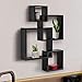 Giantex 4 Cube Intersecting Floating Shelves Square Wall Mounted Shelves Wood Home Furniture Accent Decorative Wall Shelf, Black