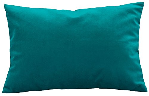 TangDepot Solid Velvet Throw Pillow Cover/Euro Sham/Cushion Sham, Super Luxury Soft Pillow Cases, Many Color & Size Options - (12"x18", Teal)
