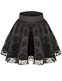 Sweetylove Women's Stretch High Waist Pleated Lace Tulle Tutu Casual Skirt