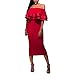 Dynen Women's Off Shoulder Ruffles Bodycon Cocktail Party Midi Dress