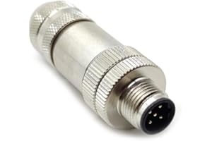 FOWIUNYE M12 5 Pin Male Connector, B Code Field Assembly Circular Connector IP67 Straight Type Adapter Shielding Metal Shell Sensor 60V 4A AC/DC Connector for PG7/PG9