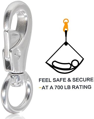 Swivel Hook,Hammock Hanging Chair Hook - Real Stainless Steel Rust Resistant - Heavy Duty 700 Lb. [Indoor/Outdoor Use] By Aootech