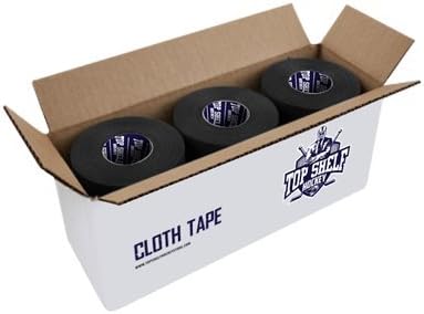 Athletic Tape Wide Black Cloth 1.5"x25yrds Top Shelf Hockey Bulk 3 Rolls