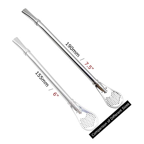 GFDesign Yerba Mate Bombilla Gourd Drinking Filter Straws Stirrer Food-Grade 18/8 Stainless Steel - Set of 2 with 2 Cleaning Brushes - 7.5 Inches Long - Thumbnail 5