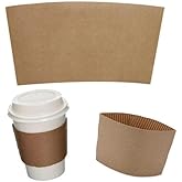 Concession Essentials Disposable Coffee Cup Sleeves – Kraft Paper Insulated Hot Cup Holders for 8oz–20oz Cups – Protect Hands from Heat – Eco-Friendly, Recyclable Drink Sleeves – Pack of 100ct