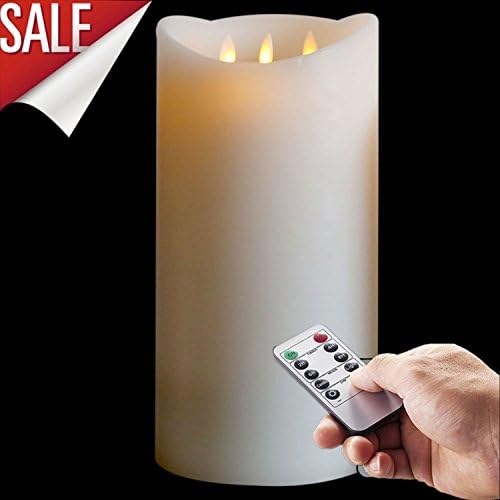12 Inch Wax Candle,moving Wick Flameless 3-wick Candle,white