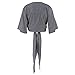 ZJP Women Striped Deep V Neck Half Sleeve Front Tie Kimono Cover Up Loose Shirt, Black/White, Large