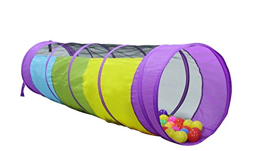 Kiddey Multicolored Play Tunnel for Kids (6’) – Crawl and Explore Tent, with See Through Mesh Sides, Promotes Healthy Fitness, Early Learning, and Muscle Development – Balls NOT Included
