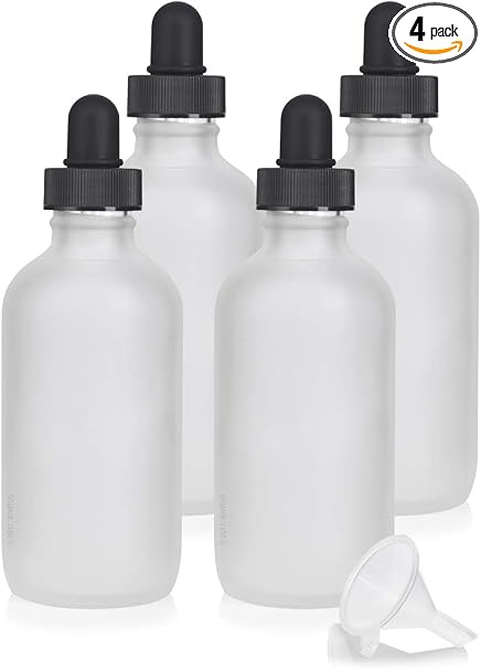 Download Amazon Com 4 Oz Frosted Clear Glass Boston Round Bottle With Glass Dropper 4 Pack Funnel Home Improvement