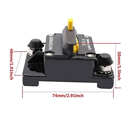 ANJOSHI 300Amp Waterproof Circuit Breaker 20A-300A with Manual Reset Inline Fuse Inverter for Car Rv Marine Automotive Stereo Audio Electronic System 12V-36VDC - Thumbnail 2