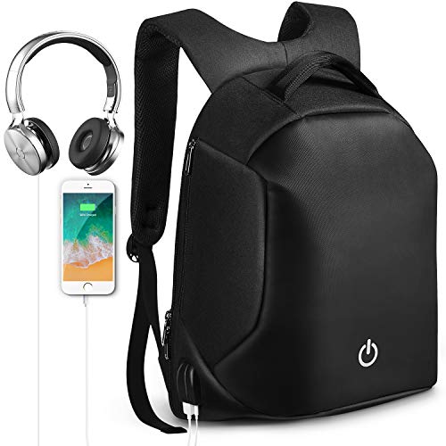 HOMIEE Laptop Backpack Waterproof Anti-Theft Travel Backpack with USB Charging Port & Headphone Jack for School and Business, Unisex Outdoor Backpack Fits Up to 15.6 Inch Laptop Notebook