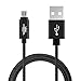 KingCool Micro USB Charge Cable 3 Pack 3.3 ft/1m Durable Braided Nylon V8 High Speed USB Data Transfer Cable Data Sync USB Charger Cord for Android, Samsung, HTC and More(Black)