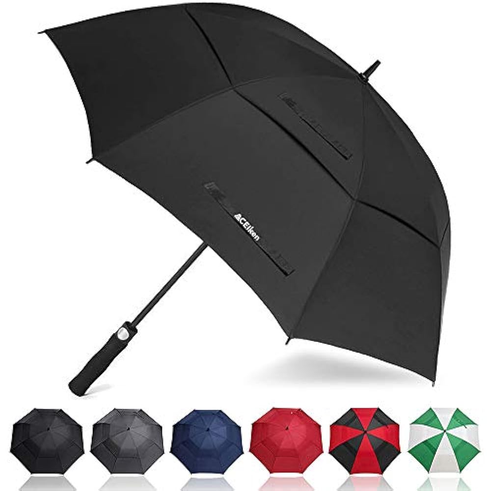 Golf Umbrella Windproof Large 62 Inch, Double Canopy Vented, Automatic