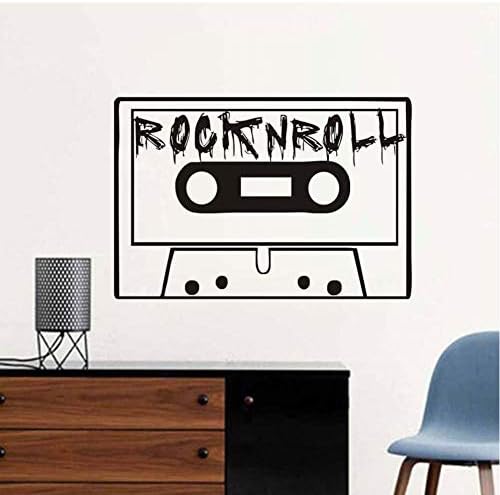 MRQXDP Vintage Rock and Roll Tape Wall Sticker for Kids Room Bedroom Vinyl Removable Wall Decals Living Room Nursery Home Decor 59x40cm Wandaufkleber Wand Dormitory Wall