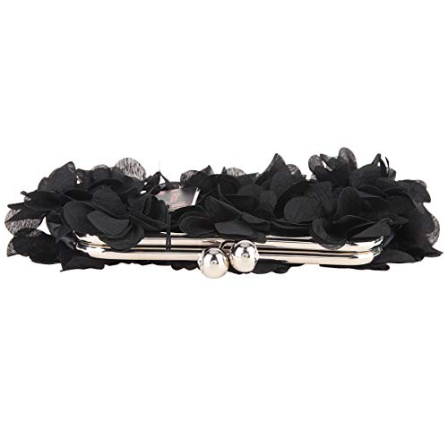 Fawziya Floral Clutch Purses For Women Satin Evening Bag-Black