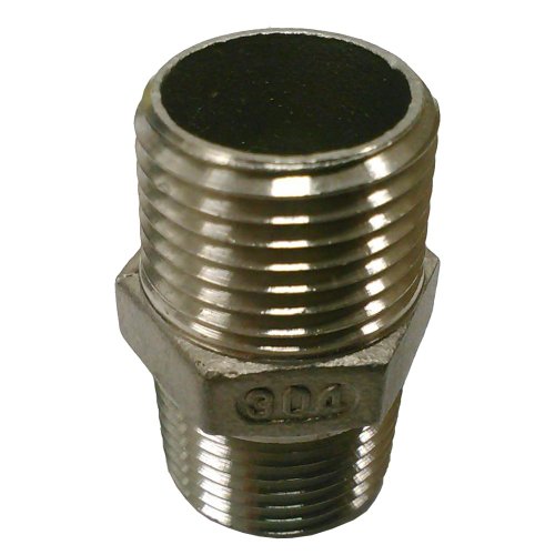 Hex Nipple 1/2" Male NPT Stainless Steel Pipe Fitting 0.5" from HomeBrewStuff