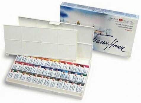 White Nights Watercolour Whole Pans Set in Plastic Box, Pack of 36, White, Cadmium Lemon, Cadmium Yellow Medium, Yellow Ochre - Image 3
