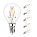 LVWIT G14 Dimmable LED Globe Bulb E12 Candelabra Base，3000K Soft White 4W(40W Incandescent Equivalent) LED Filament Bulb, 6-Pack