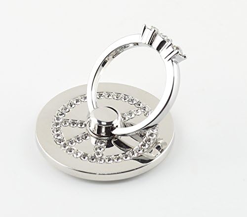 Finger Ring Stand Holder, GreatQIQi Circle Aluminium Alloy Metal 360 Rotation Cell Phone Ring Grip Kickstand Holder for iPhone X 8 7 Plus 6S iPads Samsung LG Smartphone Tablets (Silver/White)