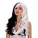 White Black Mix Long Curly Cosplay Wig Halloween Wig US Stock primary