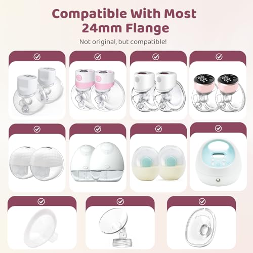 Nursi Luna Flange Sizing Kit 3-in-1 with 13/15/17/19/21mm for 24mm Electric Breast Pump Flanges/Shields, 10PCS Soft Silicone Flange Inserts for More Comfortable Pumping, BPA-Free, Essential for Moms