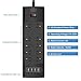 Surge Protector with 4 USB Ports and 10-Outlet, Mountable Power Strip, 6-Foot Long Heavy Duty Extension UL Cord, Overload Reset Switch, 125V, 1625W, 13A, Black