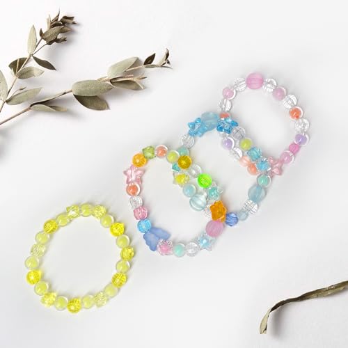 Perlen für Armbänder, Armbänder Selber Machen Set, mit Elastisch Schnur, Geschenke für Mädchen, 12 verschiedene Charms für Geburtstage,Partys,Weihnachten.