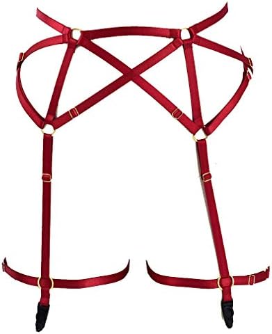 BodyHss Harness Garter Womens High-Waisted Belts Set Mesh Lingerie