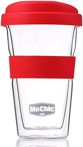 Coffee Mugs,10Oz Metty Double-Walled Borosilicate Glasses Reusable Coffee Cup , Tea Cup (Red)