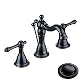 Enzo Rodi LOW-LEAD Brass Classical Two-Handle 3 Holes Widespread Bathroom Sink Faucets with Valve and Lift Pop-up Drain Assembly Oil Rubbed Bronze ERF2311344HA-10
