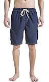 Akula Quick Dry Swim Trunks Beach Shorts with Mesh Lining Surf Board Shorts Navy Size L