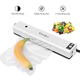 Vacuum Sealer, Ymiko Vacuum Sealer Machine for Food With Portable Compact Vacuum Sealing System for Vacuum and Seal/Seal, Sous Vide Cooking Mufti-function With 20 Bags, Black & White